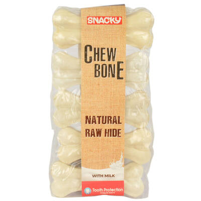 Snacky Natural Press Sütlü Beyaz Çiğneme Kemiği 7.5cm 25gr 5li - 1