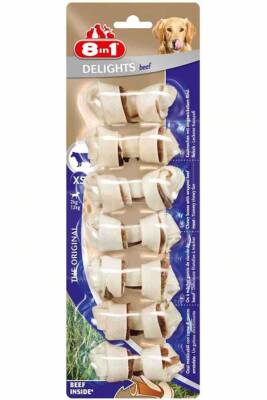 8in1 Delights Bones Köpekler için Biftekli Ödül Kemiği (XS) 7 Adet - 1