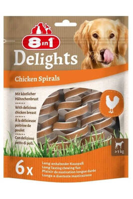 8in1 Delights Chicken Spirals Tavuklu Burgu Köpek Ödülü 6lı - 1