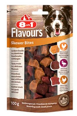 8in1 Flavours Skewer Bites Kuşbaşı Dilimli Çiğneme Köpek Ödülü 100gr - 1