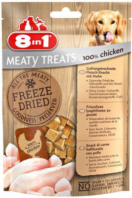 8in1 Meaty Treats Tavuklu Kurutulmuş Tahılsız Köpek Ödül Maması 50gr - 1