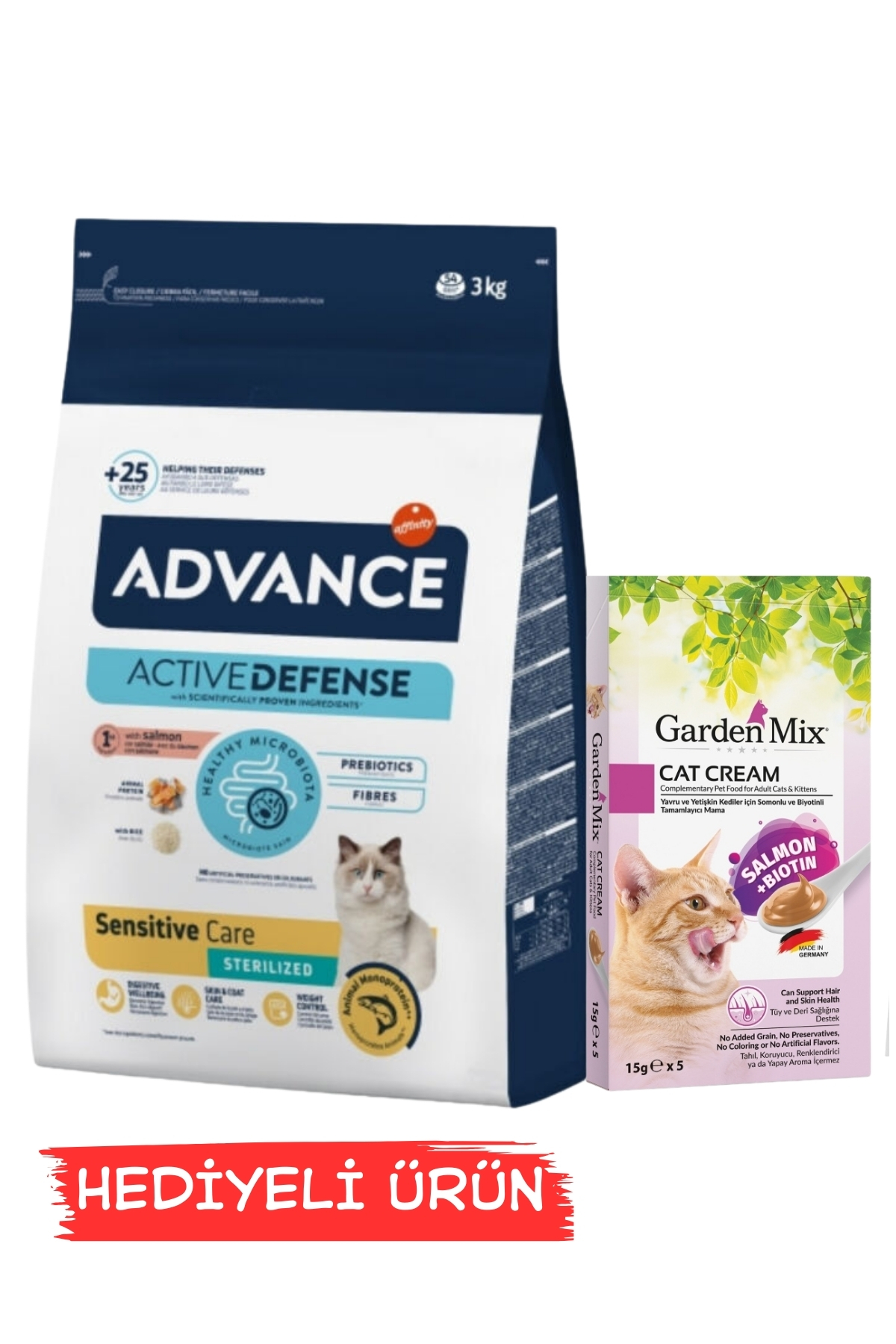 Advance Kısır Somon 3 KG alana Garden Mix Biotin ve Somonlu Kedi Kreması 5x15gr