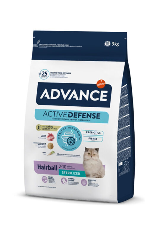 Advance Hairball Hindili Kısırlaştırılmış Kedi Maması 3 KG - 1