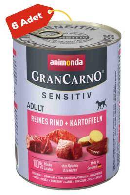 Animonda Gran Carno Sensitive Sığır Etli Ve Patatesli Yetişkin Köpek Konservesi 6x400gr 6lı - 1