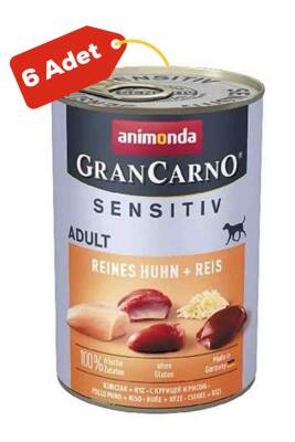 Animonda Gran Carno Sensitive Tavuklu Ve Pirinçli Yetişkin Köpek Konservesi 6x400gr 6lı - 1