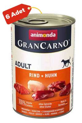 Animonda Gran Carno Sığır Etli ve Tavuklu Yetişkin Köpek Konservesi 6x400gr 6lı - 1