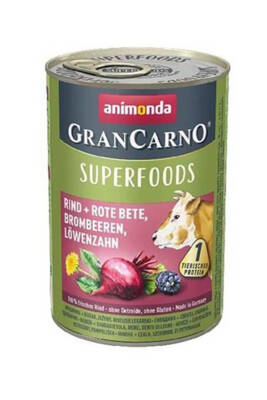 Animonda Gran Carno Superfoods Sığır Etli Pancar Ve Böğürtlenli Yetişkin Köpek Konservesi 400gr - 1