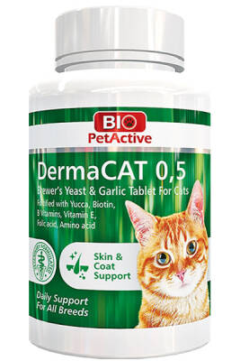 Bio PetActive Dermacat Kedi Deri ve Tüy Sağlığı Destekleyici Sarımsaklı Tablet 150 Tablet - 1