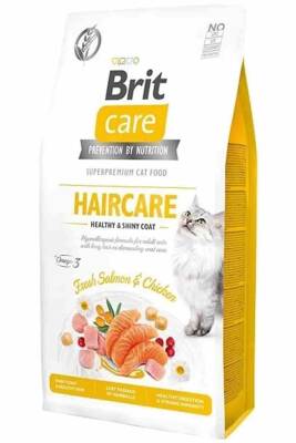 Brit Care Haircare Deri ve Tüy Sağlığı için Tahılsız Tavuk ve Somonlu Yetişkin Kedi Maması 7kg - 1