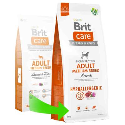 Brit Care Mono Protein Hipoalerjenik Kuzu Etli Orta Irk Yetişkin Köpek Maması 12kg - 1