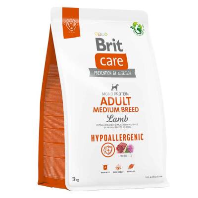 Brit Care Mono Protein Hipoalerjenik Kuzu Etli Orta Irk Yetişkin Köpek Maması 3kg - 1