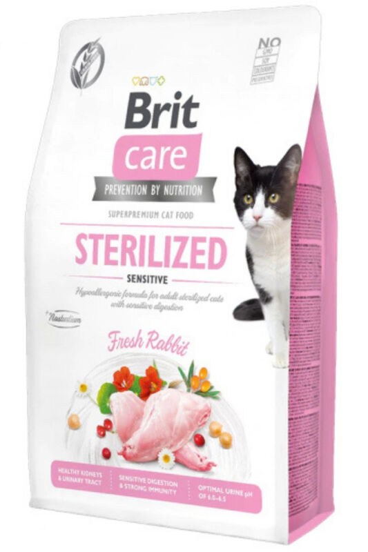 Brit Care Sindirim Sistemi Destekleyici Tavşan Etli Tahılsız Kısırlaştırılmış Kedi Maması 2 KG - 1