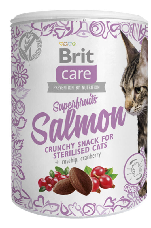 Brit Care Superfruits Somonlu ve Kızılcıklı Kıtır Kısırlaştırılmış Kedi Ödül Maması 100gr - 1