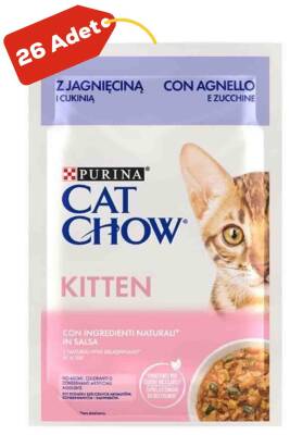 Cat Chow Pouch Sos İçinde Kuzu Etli ve Kabaklı Yavru Kedi Konservesi 26x85gr 26lı - 1