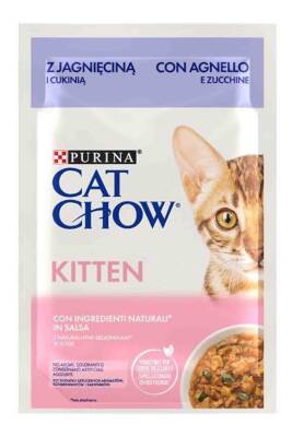 Cat Chow Pouch Sos İçinde Kuzu Etli ve Kabaklı Yavru Kedi Konservesi 85gr - 1