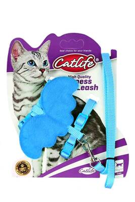 Catlife Kediler İçin Kelebekli Göğüs Tasması+Gezdirme Kayışı 1cm - 1