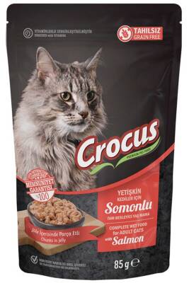 Crocus Tahılsız Kedi Somonlu Pouch Jöleli Yaş Mama 85gr - 1