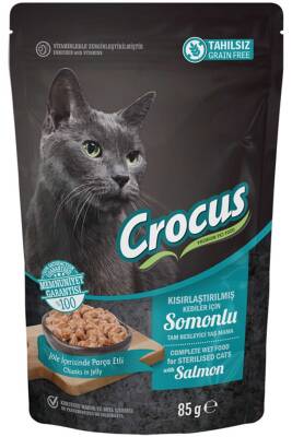 Crocus Tahılsız Somonlu Pouch Jöleli Kısırlaştırılmış Kedi Konservesi 85gr - 1