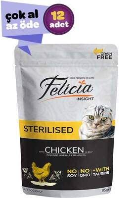 Felicia Tahılsız Tavuklu Kısırlaştırılmış Kedi Konservesi 12x85gr (12li) - 1