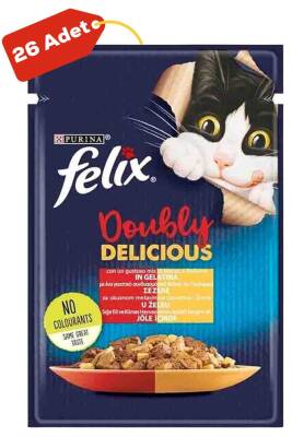 Felix Çifte Lezzet Sığır Etli ve Kümes Hayvanlı Kedi Konservesi 26x85gr 26lı - 1