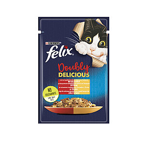 Felix Çifte Lezzet Sığır Etli ve Kümes Hayvanlı Kedi Konservesi 85gr - FELIX