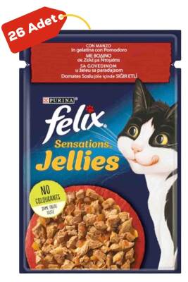 Felix Sensation Sığır Etli ve Domatesli Kedi Konservesi 26x85gr 26lı - 1