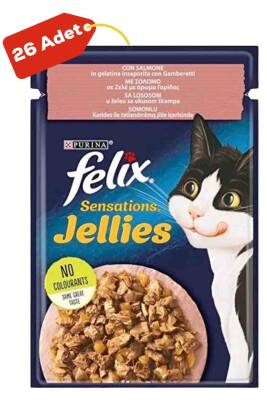 Felix Sensations Somonlu ve Karidesli Kedi Konservesi 26x85gr 26lı - 1