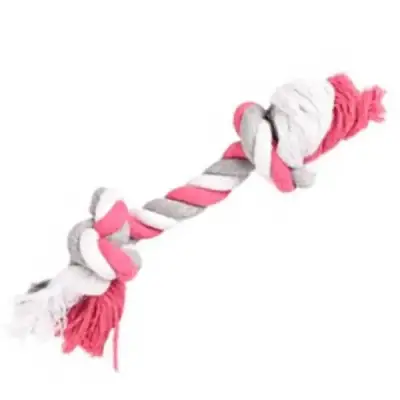 Flamingo 2 Düğümlü Diş İpi Köpek Oyuncağı 22cm (S) Gri&Pembe - 1