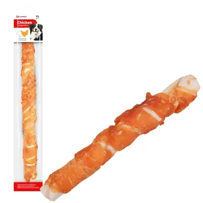 Flamingo Chicken Wrapped Tavuklu Burgu Çubuk Köpek Ödülü 40cm 190gr (XL) - 1