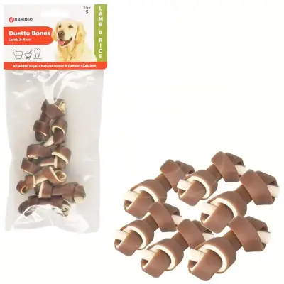 Flamingo Duetto Kuzu ve Pirinçli Düğümlü Köpek Çiğneme Kemiği (6lı) 90gr - 1