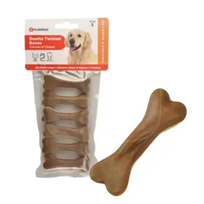 Flamingo Duetto Twisted Tavuk ve Peynirli Köpek Çiğneme Kemiği (6lı) 100gr - 1