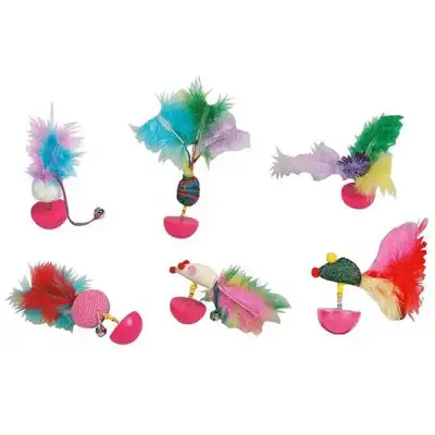 Flamingo Hacıyatmaz Tüylü Kedi Oyuncağı 12cm - 1