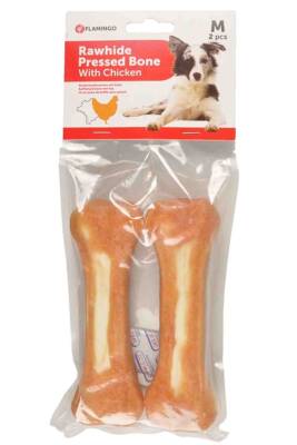 Flamingo Tavuk Eti Kaplı Kemik Köpek Ödül Kemiği 2li 15cm 220gr - 1