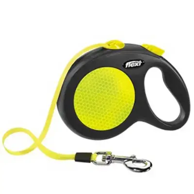 Flexi New Neon Otomatik Şerit Köpek Gezdirme Kayışı 5mt (L) Sarı - 1