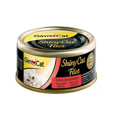 Gimcat Shinycat Fileto Tuna Balıklı ve Somonlu Yetişkin Kedi Konservesi 70gr - 1