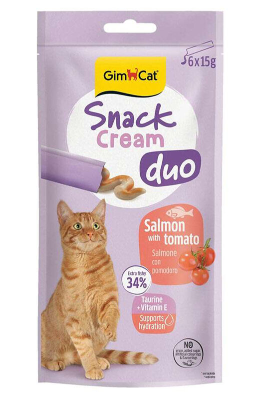 Gimcat Snack Cream Duo Somon ve Domates Ek Besin Kedi Ödülü 6 x 15 Gr - 2
