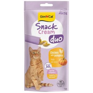 Gimcat Snack Cream Duo Tavuk Etli ve Balkabaklı Ek Besin Kedi Ödülü 6 x 15 Gr - GIMCAT