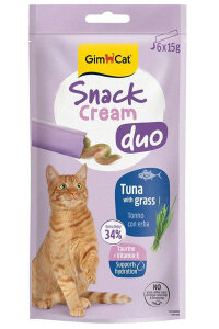 Gimcat Snack Cream Duo Ton Balıklı ve Çim Ek Besin Kedi Ödülü 6 x 15 Gr - 2