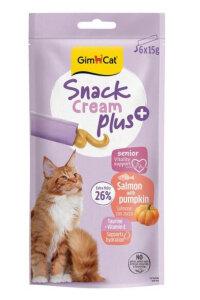 Gimcat Snack Cream Senior Somon ve Balkabaklı Ek Besin Yaşlı Kedi Ödülü 6 x 15 Gr - 2