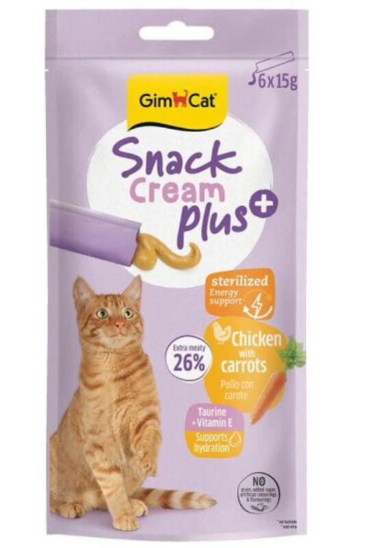 Gimcat Snack Cream Sterilised Tavuk ve Havuçlu Kısırlaştırılmış Ek Besin Kedi Ödülü 6 x 15 Gr - 2