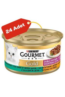 Gourmet Gold Ciğerli ve Tavşanlı Yetişkin Kedi Konservesi 24x85gr 24lü - 1