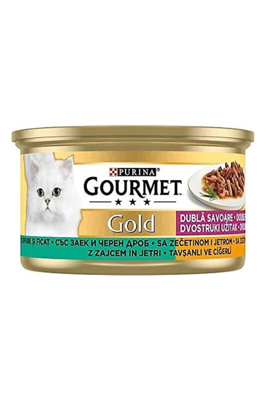 Gourmet Gold Ciğerli ve Tavşanlı Yetişkin Kedi Konservesi 85gr - 1