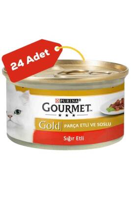 Gourmet Gold Parça Sığır Etli Soslu Yetişkin Kedi Konservesi 24x85gr 24lü - 1