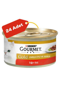 Gourmet Gold Parça Sığır Etli Soslu Yetişkin Kedi Konservesi 24x85 Gram - GOURMET