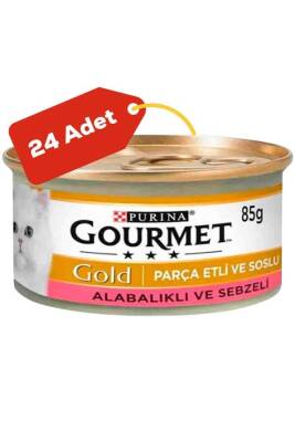 Gourmet Gold Sebze ve Alabalık Parça Et Soslu Yetişkin Kedi Konservesi 24x85gr 24lü - 1