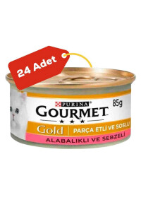 Gourmet Gold Sebze ve Alabalık Parça Et Soslu Yetişkin Kedi Konservesi 24x85gr - GOURMET