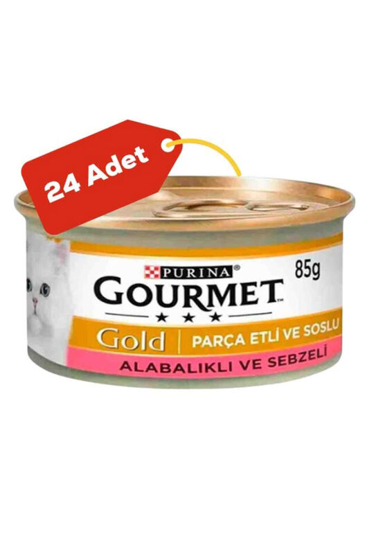 Gourmet Gold Sebze ve Alabalık Parça Et Soslu Yetişkin Kedi Konservesi 24x85gr - 1