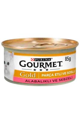 Gourmet Gold Sebze ve Alabalık Parça Et Soslu Yetişkin Kedi Konservesi 85gr - 1