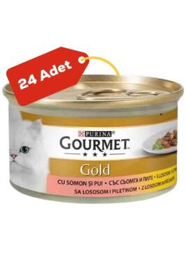 Gourmet Gold Somon ve Tavuk Parça Et Soslu Yetişkin Kedi Konservesi 24x85gr 24lü - 1