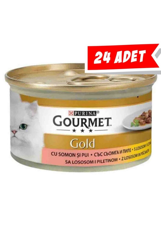 Gourmet Gold Somon ve Tavuk Parça Et Soslu Yetişkin Kedi Konservesi 24x85gr 24lü - 1